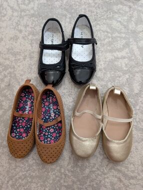 Girls Size 7 Shoe Bundle – Dress Flats & Casual Slip-Ons (3 Pairs)